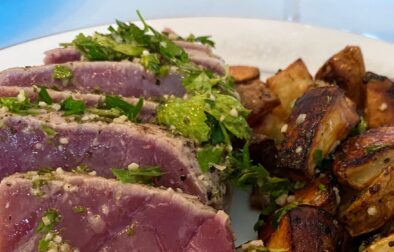 Greek Style Tuna served for Sunday dinner.