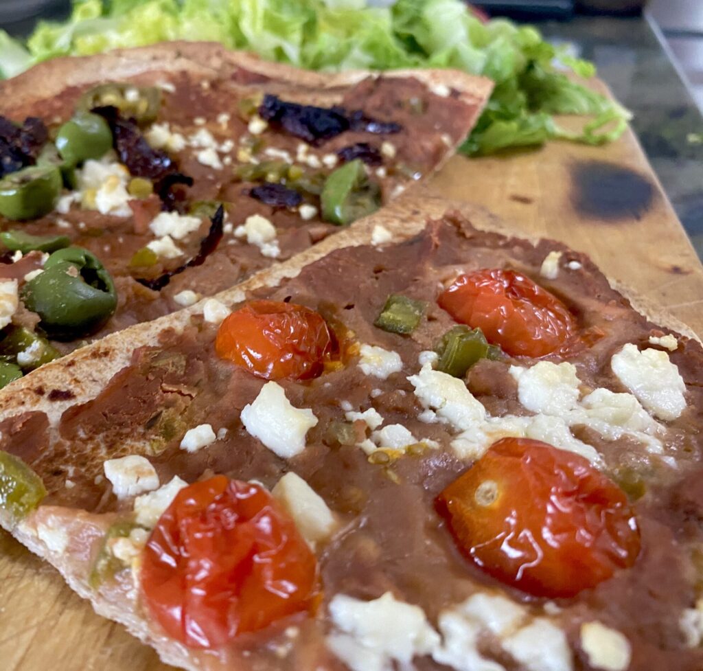 A serving of Mediterranean Tostadas