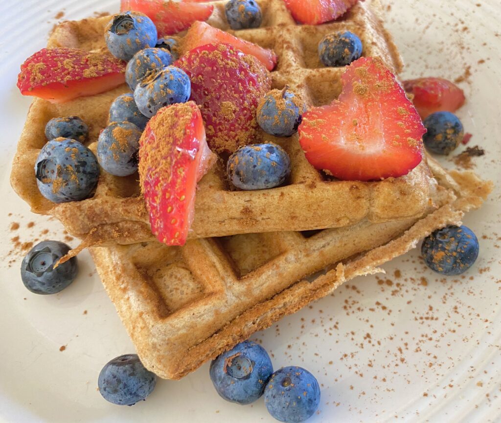 Toppings on Whole Wheat Wild Yeast Waffles