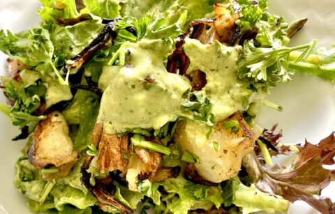 Mixed Greens with Rustic Smashed Potatoes