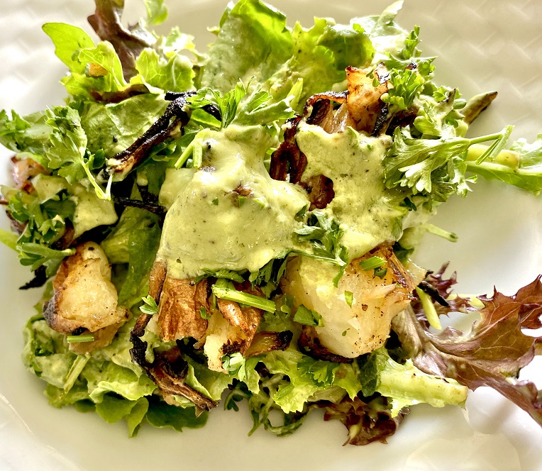 Mixed Greens with Rustic Smashed Potatoes