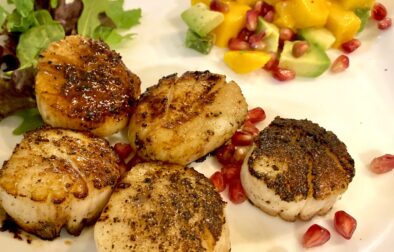 Blackened Diver Sea Scallops with Pomegranate