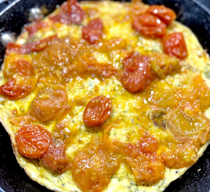 Egg Frittata with Heirloom Tomatoes Simple Sauce