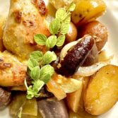 Roasted Fig Chicken Potato Honey mustard Onions