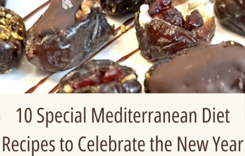 A photo of stuffed dates 10 Special Mediterranean Diet Recipes to Celebrate the New Year cover.