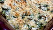 Spaghetti Squash Casserole with Patagonian Scallops Seafood bake with spinach and goat cheese
