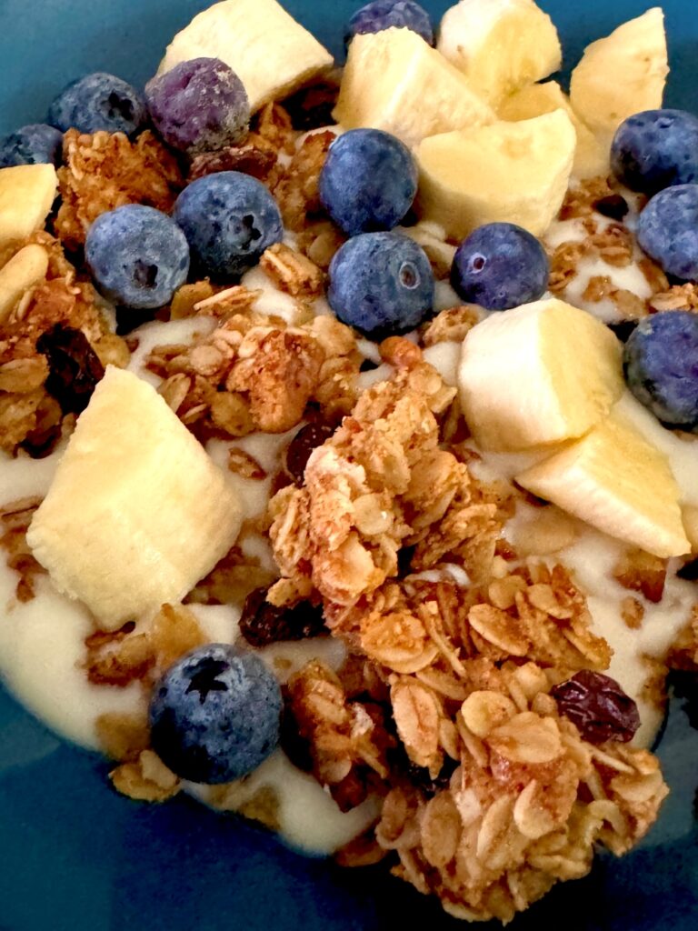 Granola topped fruit and nut yogurt bowl Mediterranean Diet Building the Best Bowl
